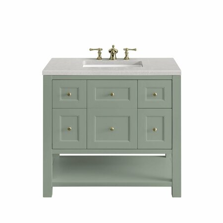 JAMES MARTIN VANITIES Breckenridge 36in Single Vanity, Smokey Celadon w/ 3 CM Eternal Serena Top 330-V36-SC-3ESR